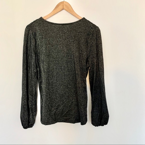 Black glittery cross over v-neck top - Picture 6 of 6